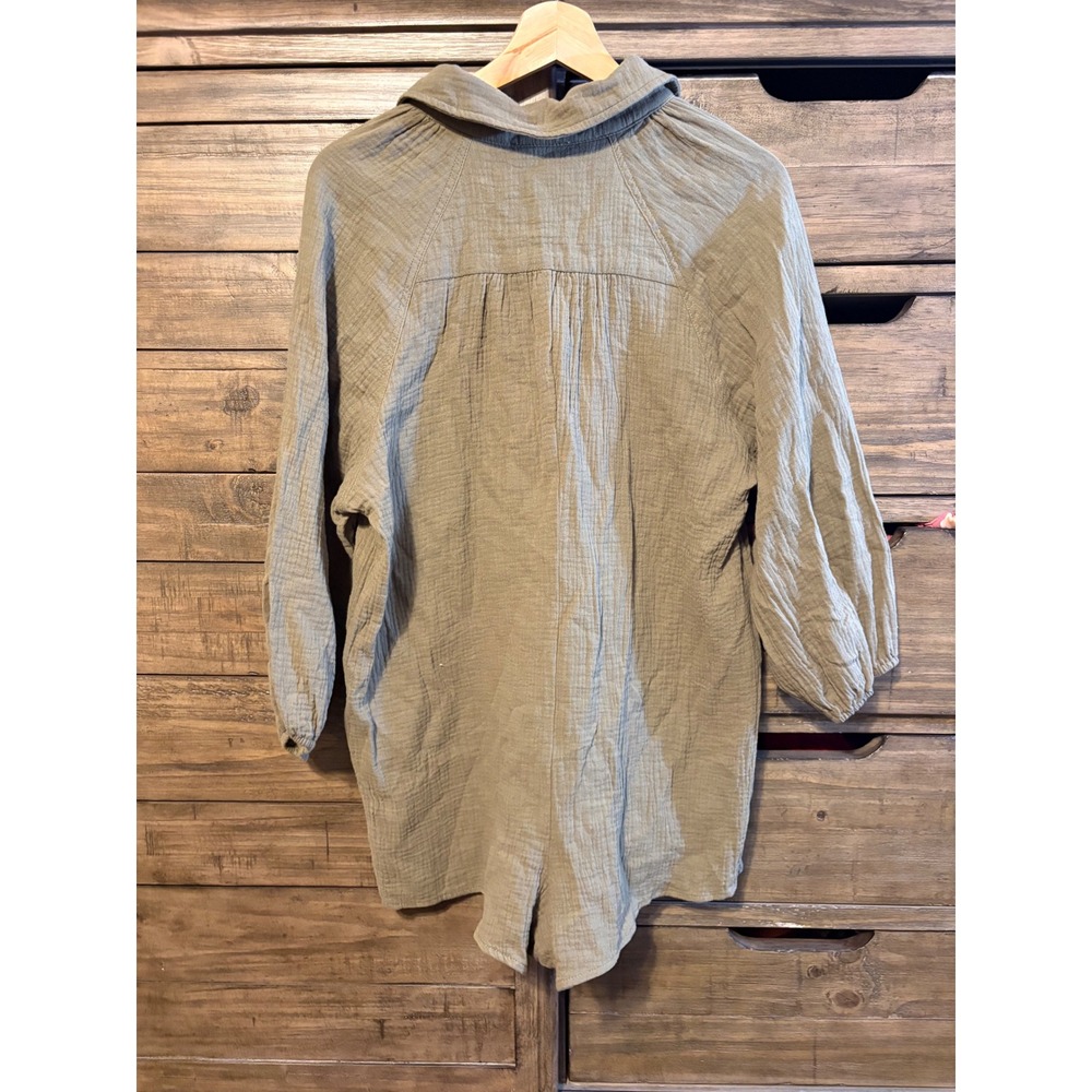 Lush Sage Olive Cotton Gauze Romper Button Front Pocket LP21988-FCL Mens Medium - Picture 7 of 7